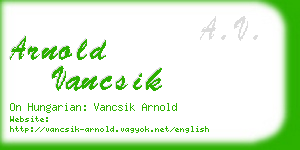 arnold vancsik business card